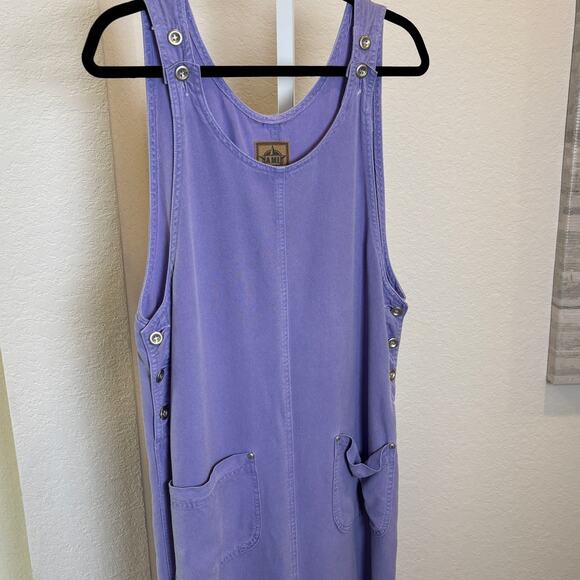 AMI Purple Maxi Shift Dress Sleeveless Pocket Tencel Pullover Button Size Medium - Picture 3 of 4
